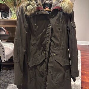 1 Madison Dark Brown Utility Jacket with Fur Trim